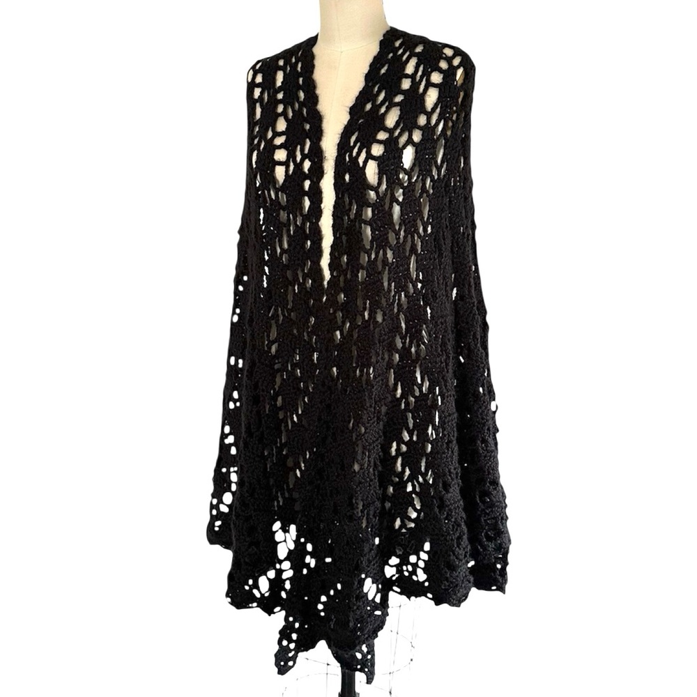Granny Hand Crochet Shawl Cape Cotton OS